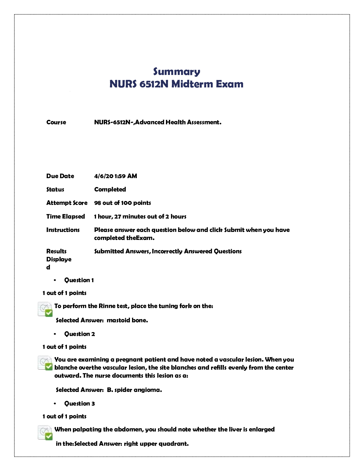 Preview image for Summary NURS 6512N Midterm Exam